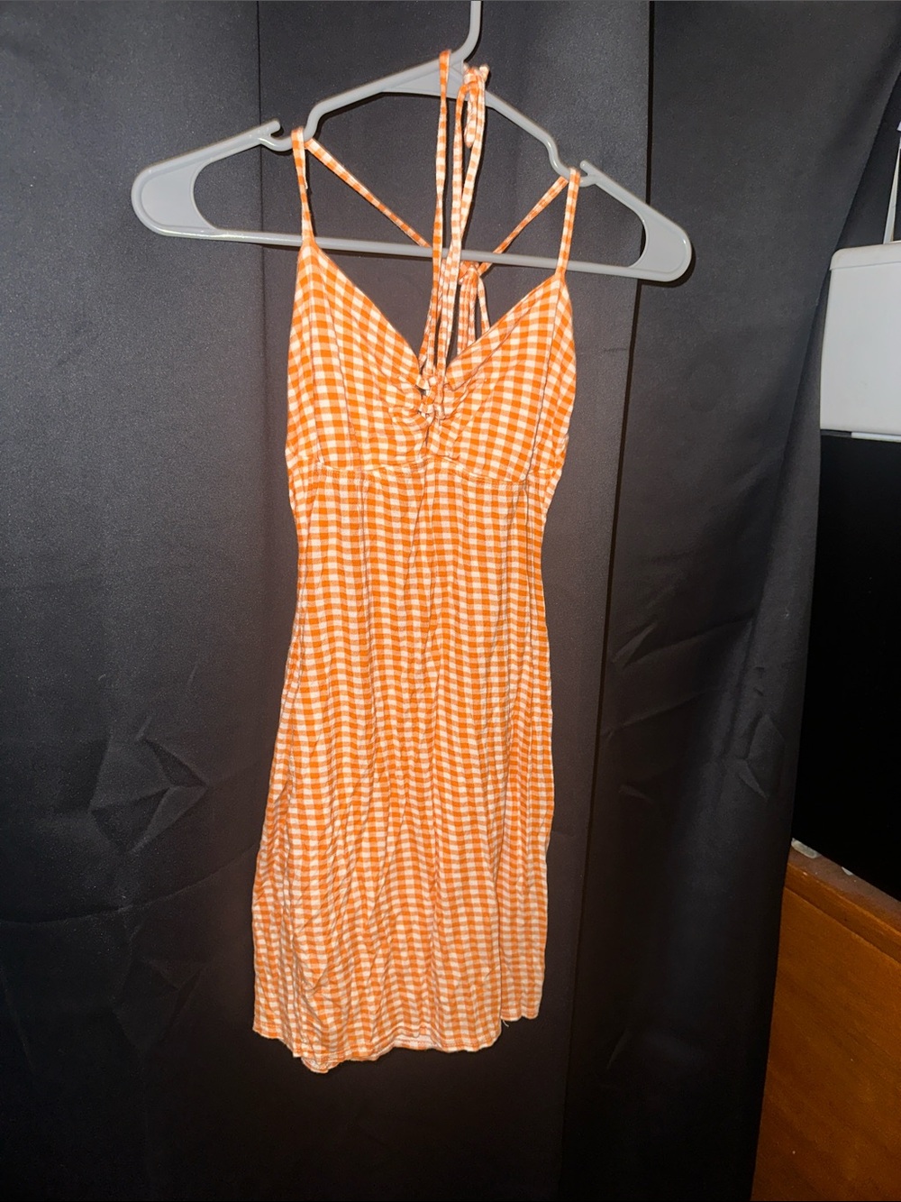 Orange Gingham Tie-Back Sundress - Women